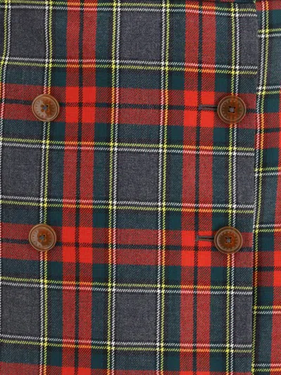 Vivienne Westwood Asymmetric Wrap Skirt With Check Pattern And Button Fastening In Multi