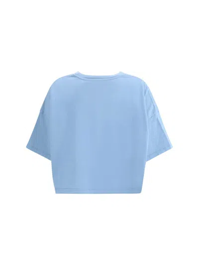 Chloé Oversize Signature Logo Crop Graphic T-shirt In Blue