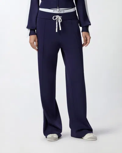 Pinko Multicolor Viscose Blend Wide Leg Trousers In Blue