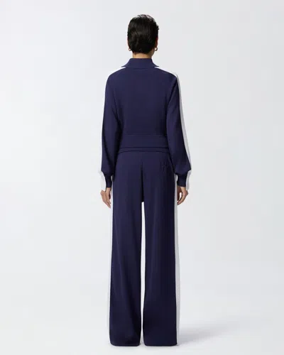 Pinko Multicolor Viscose Blend Wide Leg Trousers In Blue
