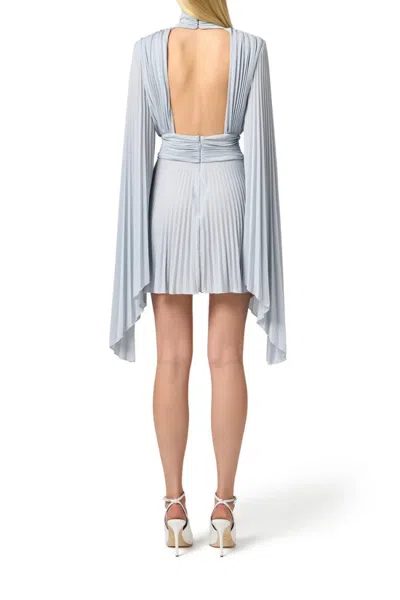 Elisabetta Franchi Soft Pleated Evening Dress In Blue