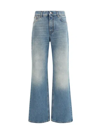 Haikure Wide-leg Denim Trousers Faded Effect In Blue