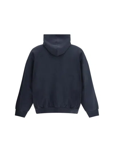 Balenciaga Black Hoodie With Fixed Hood And Logo Lettering On The Front In Cotton Man In Blue