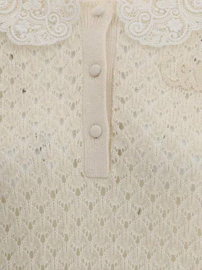 Chloé Pointelle Knit Sweaters And Cardigans White In Yellow