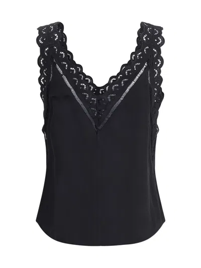 Isabel Marant Fradela Guipure Lace-trimmed Poplin Tank In Black