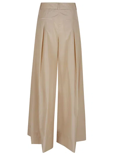 Peserico Wide-leg Trousers With Pleats In Soft Fabric In Neutral