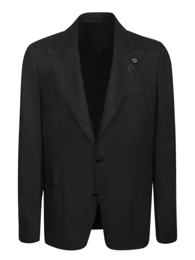 Lardini Tailored Black Suit With Two-button Jacket In Black