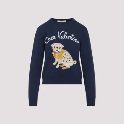 Valentino Cotton Sweatshirt In Blue