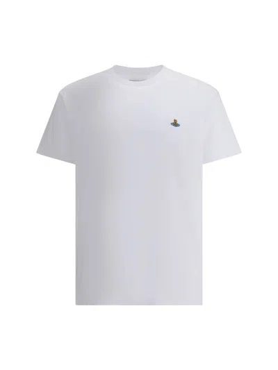 Vivienne Westwood White Crewneck T-shirt With Orb Logo Detail On The Front In Cotton Woman In White