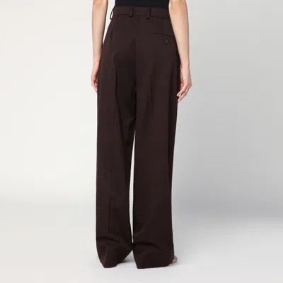 Stella Mccartney Straight Leg Trousers In Plum Wool In Black
