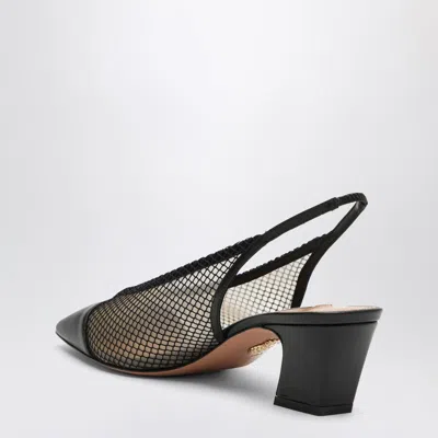 Aquazzura Margot Black Slingbacks In Mesh And Leather