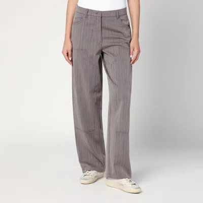 Golden Goose Light Brown Pants In Chevron Wool Blend