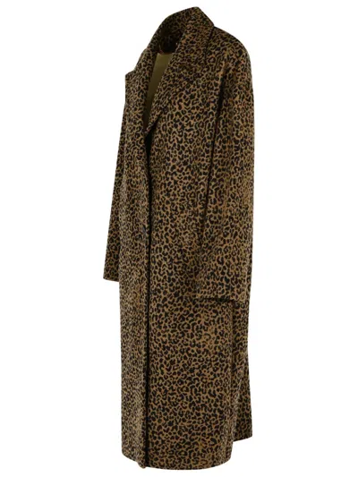 Golden Goose Single-breasted Cocoon Wool Coat With Jacquard Motif Clothing