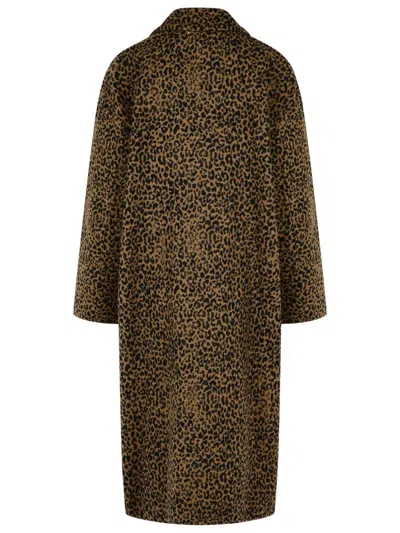 Golden Goose Single-breasted Cocoon Wool Coat With Jacquard Motif Clothing