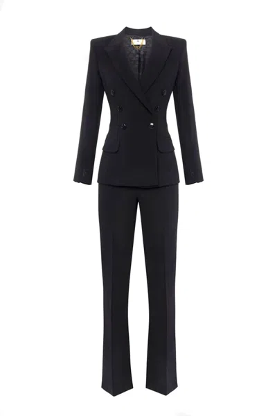Elisabetta Franchi Tailored Double-breasted Blazer With Flared Trousers
