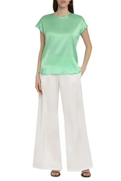 Pinko Silk Blend Short Sleeve Top In Green
