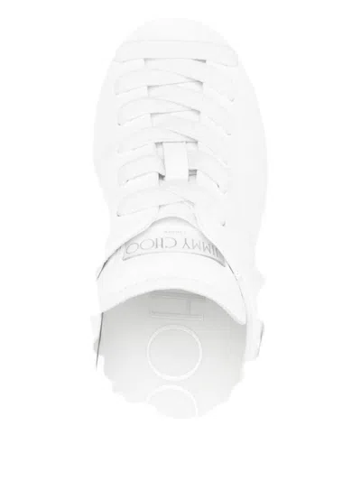 Jimmy Choo Diamond Maxi Pearl Leather Slippers In White