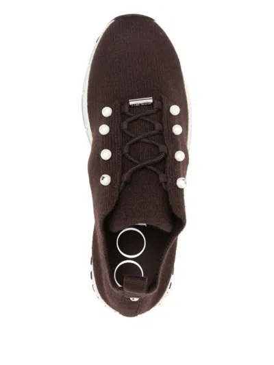 Jimmy Choo Women Veles Pearl Embellished Sneakers In Brown