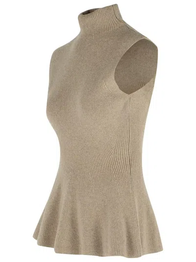 Rohe Sculptural Sleeveless Knitted Top Taupe Melange In Brown