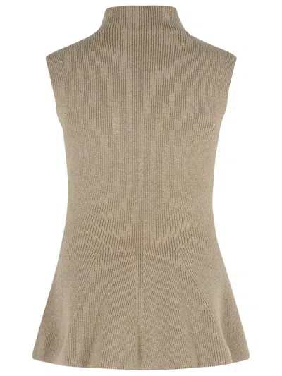 Rohe Sculptural Sleeveless Knitted Top Taupe Melange In Brown