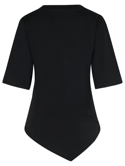 Rohe Asymmetrical Black Organic Cotton Woven T-shirt In Black