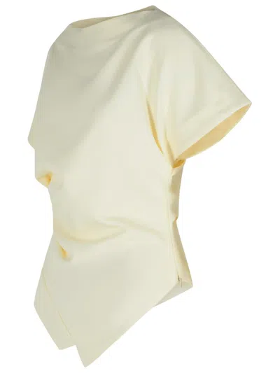Rohe Draped T-shirt In White Viscose Blend In Neutral