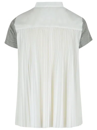 Sacai Gray Cotton T-shirt In Green