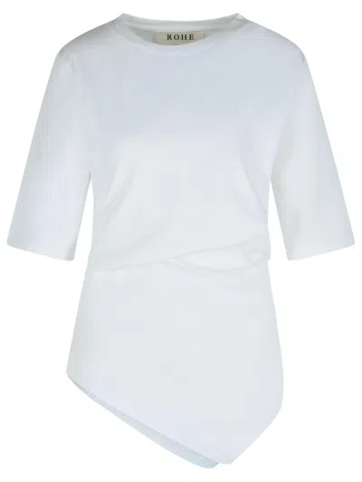 Rohe Asymmetrical White Organic Cotton Woven T-shirt In White