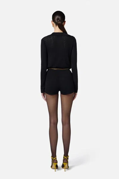 Elisabetta Franchi Fitted Black Dress With Textured Fabric