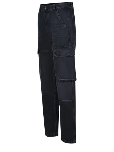 Diesel D-pot-cargo Mid Rise Straight Jeans In Black
