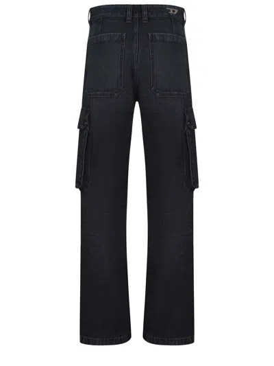 Diesel D-pot-cargo Mid Rise Straight Jeans In Black