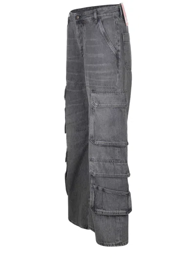 Diesel D-sire-cargo-d Grey Cargo Jeans With Low-rise Waist In Gray