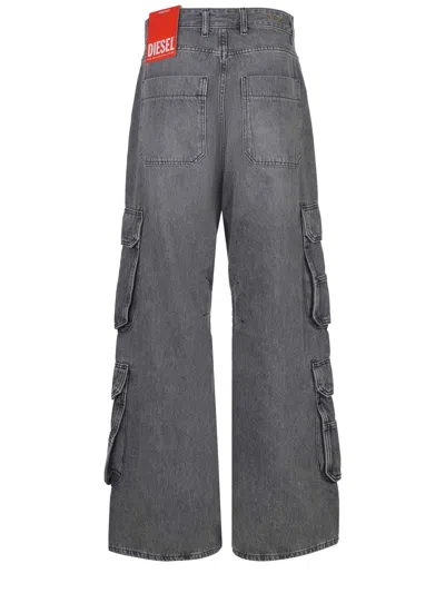 Diesel D-sire-cargo-d Grey Cargo Jeans With Low-rise Waist In Gray
