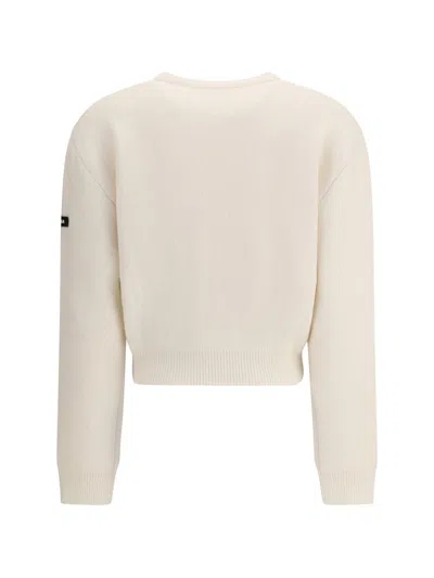 Balenciaga Cropped Sweater With Logo Patch In Wool Blend In White