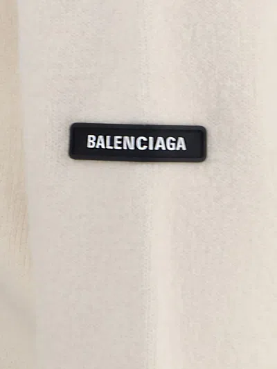 Balenciaga Cropped Sweater With Logo Patch In Wool Blend In White