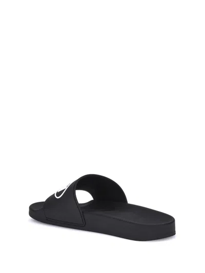 Balenciaga X Scholl Logo Pool Slides In Black