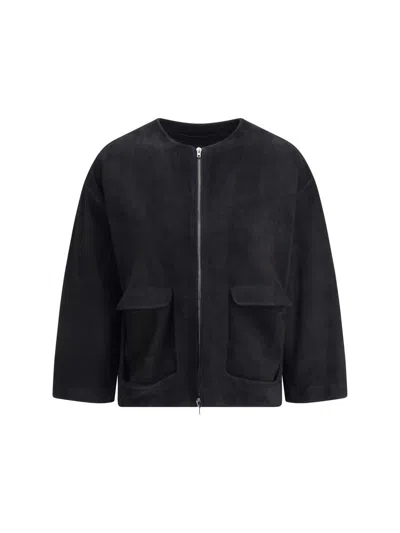 Salvatore Santoro Suede Leather Jacket In Black