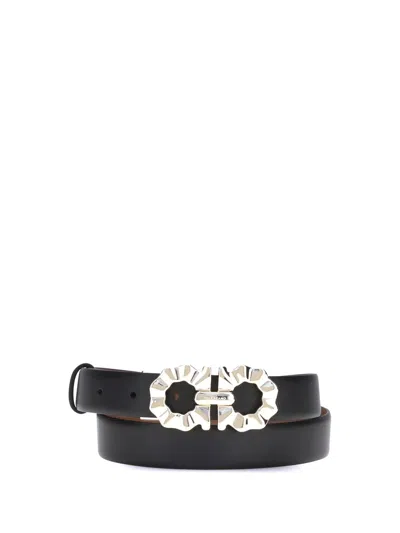 Ferragamo Gancini Reversible Belt In Black