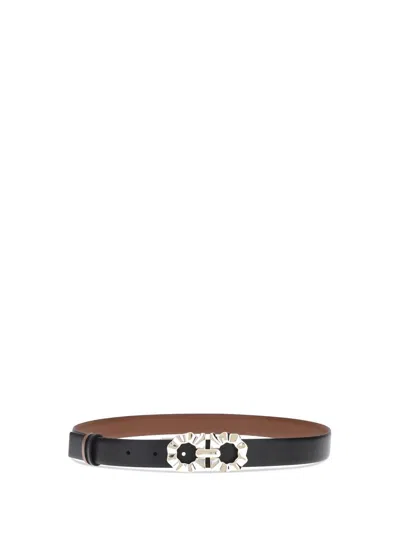 Ferragamo Gancini Reversible Belt In Black
