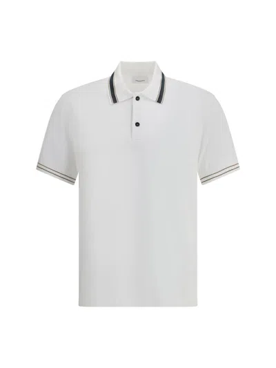 Ferragamo Striped Collar Cotton Polo Shirt