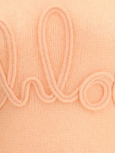 Chloé Wool And Silk Logo-applique Top In Pink