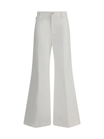 Chloé Wide-leg Flare Pants With Waist Belt Loops In White