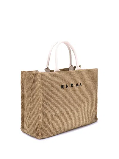 Marni Raffia-effect Tote Bag In Neutral
