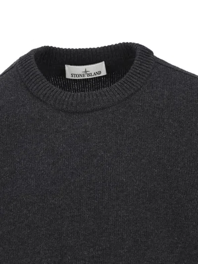 Stone Island Logo Cotton Crewneck Sweatshirt In Black