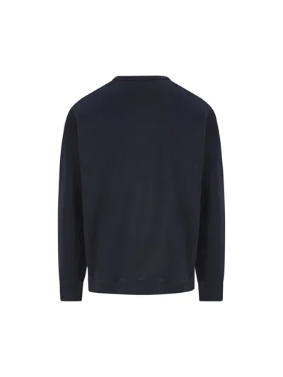 Stone Island Logo Cotton Crewneck Sweatshirt In Black