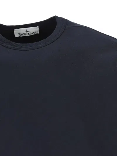 Stone Island Logo Cotton Crewneck Sweatshirt In Black