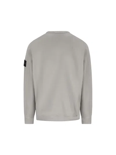 Stone Island Crewneck Cotton Sweatshirt With Compass Logo In Gray
