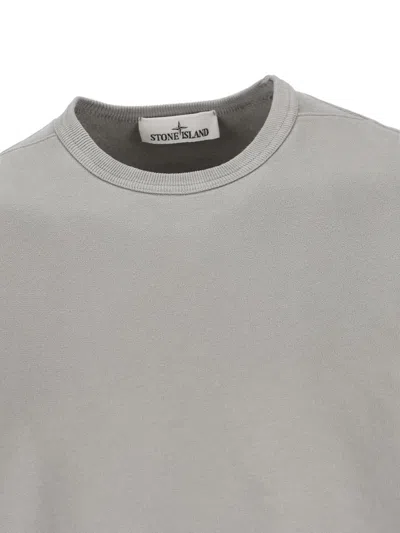 Stone Island Crewneck Cotton Sweatshirt With Compass Logo In Gray
