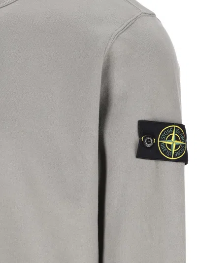Stone Island Crewneck Cotton Sweatshirt With Compass Logo In Gray