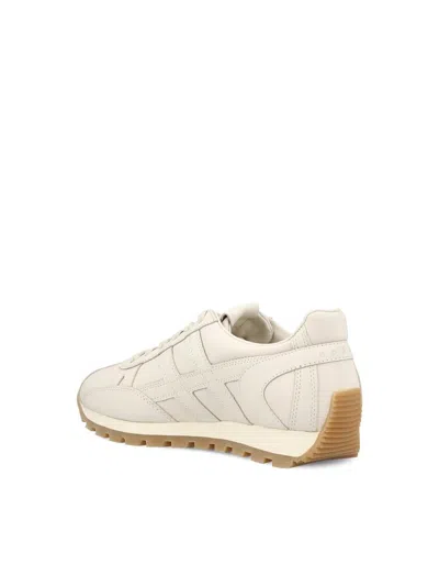 Hogan Rounded Nappa Leather Sneakers With Elevated Profile In White
